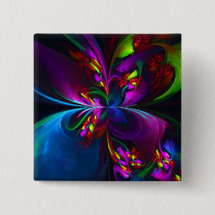 Modern Floral Abstract Art Red Blue Pattern #15 15 Cm Square Badge