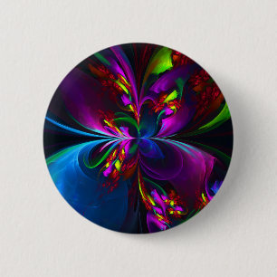 Modern Floral Abstract Art Red Blue Pattern #15 6 Cm Round Badge