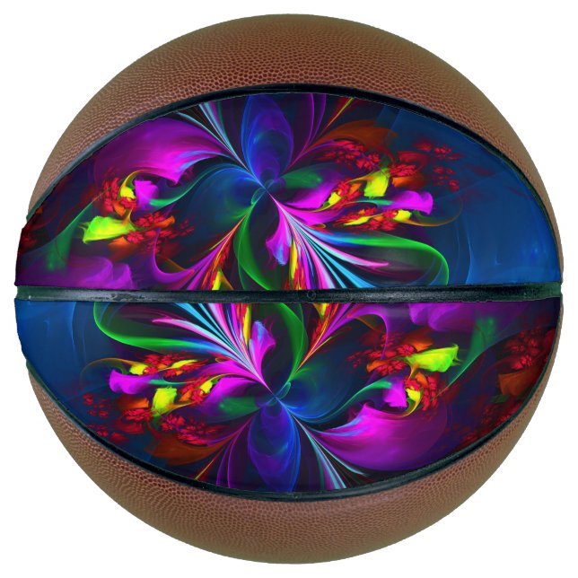 Modern Floral Abstract Art Red Blue Pattern #15 Basketball (Front)