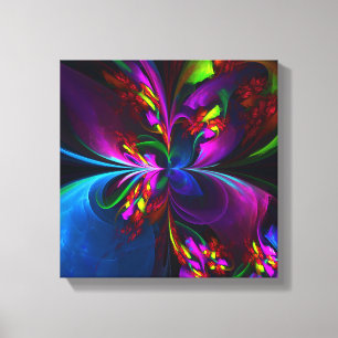 Modern Floral Abstract Art Red Blue Pattern #15 Canvas Print