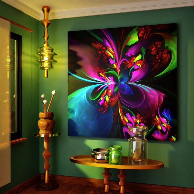 Modern Floral Abstract Art Red Blue Pattern #15 Canvas Print (Modern Floral Abstract Art Red Blue Pattern #15 Canvas Print)