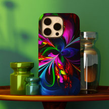 Modern Floral Abstract Art Red Blue Pattern #15