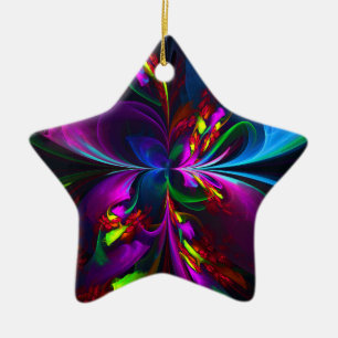 Modern Floral Abstract Art Red Blue Pattern #15 Ceramic Tree Decoration
