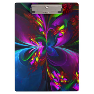 Modern Floral Abstract Art Red Blue Pattern #15 Clipboard