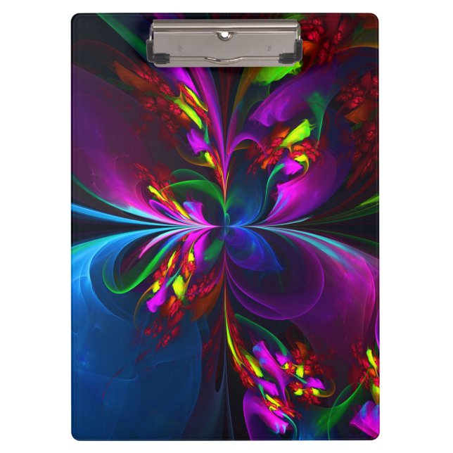 Modern Floral Abstract Art Red Blue Pattern #15 Clipboard (Front)