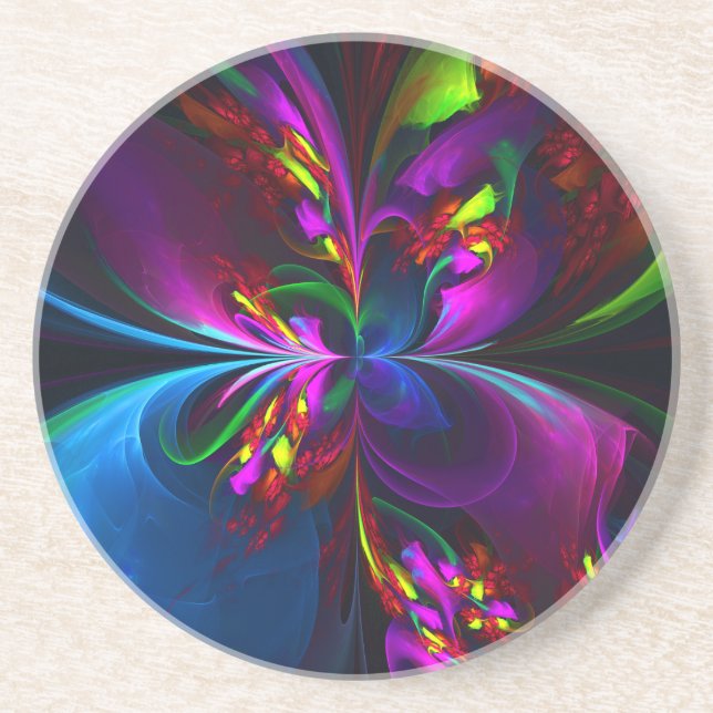 Modern Floral Abstract Art Red Blue Pattern #15 Coaster (Front)