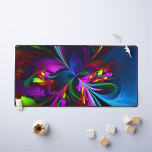 Modern Floral Abstract Art Red Blue Pattern #15 Desk Mat