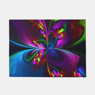 Modern Floral Abstract Art Red Blue Pattern #15 Doormat