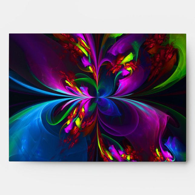 Modern Floral Abstract Art Red Blue Pattern #15 Envelope (Front)