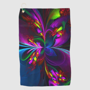 Modern Floral Abstract Art Red Blue Pattern #15 Golf Towel