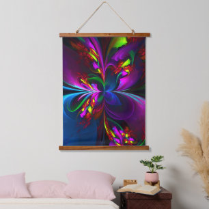 Modern Floral Abstract Art Red Blue Pattern #15 Hanging Tapestry