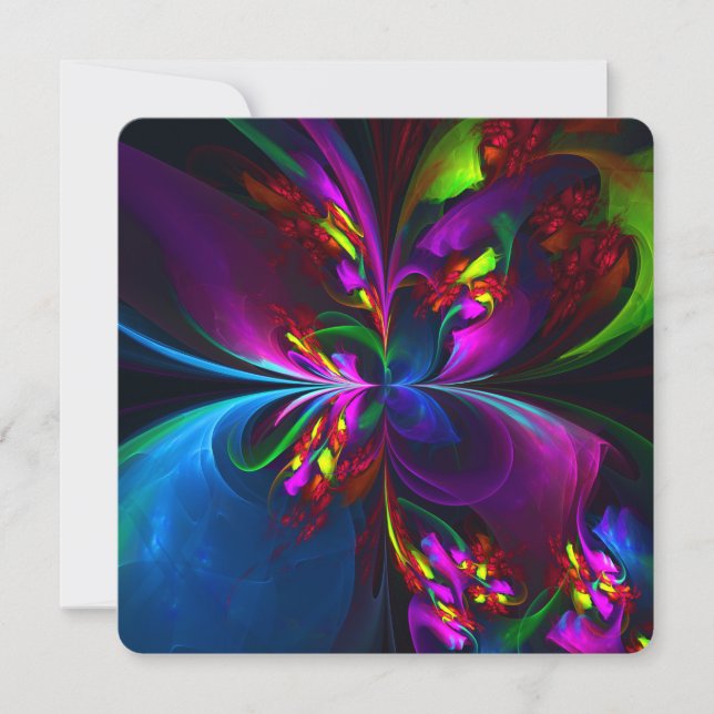 Modern Floral Abstract Art Red Blue Pattern #15 Invitation (Front)