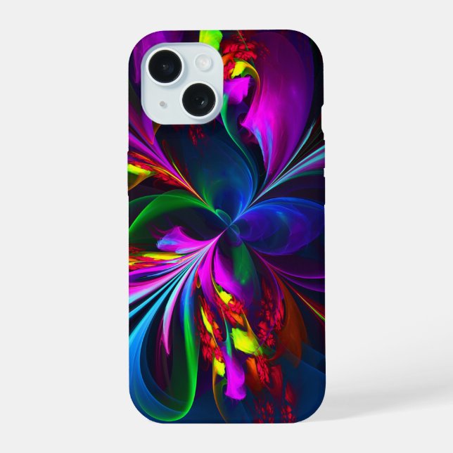 Modern Floral Abstract Art Red Blue Pattern #15 iPhone 15 Case (Back)