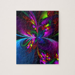 Modern Floral Abstract Art Red Blue Pattern #15 Jigsaw Puzzle