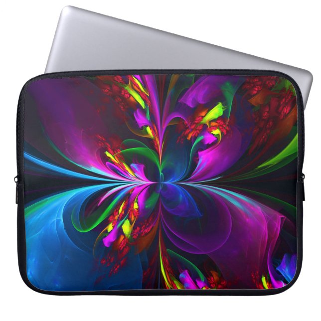 Modern Floral Abstract Art Red Blue Pattern #15 Laptop Sleeve (Front)