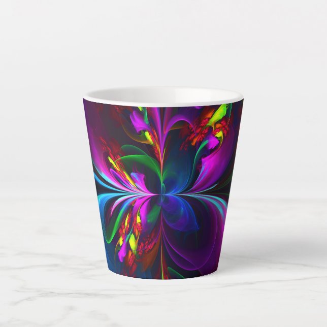 Modern Floral Abstract Art Red Blue Pattern #15 Latte Mug (Front)