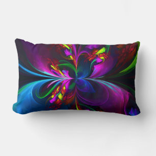 Modern Floral Abstract Art Red Blue Pattern #15 Lumbar Cushion
