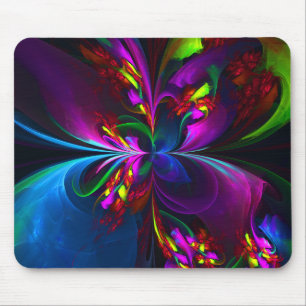 Modern Floral Abstract Art Red Blue Pattern #15 Mouse Mat