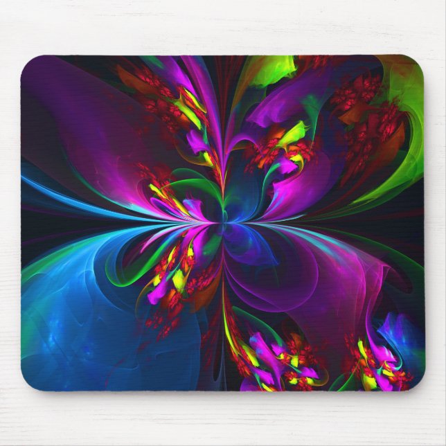 Modern Floral Abstract Art Red Blue Pattern #15 Mouse Mat (Front)
