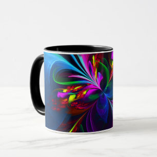 Modern Floral Abstract Art Red Blue Pattern #15 Mug