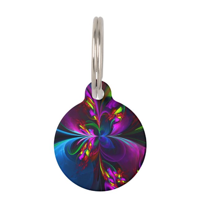 Modern Floral Abstract Art Red Blue Pattern #15 Pet Tag (Front)