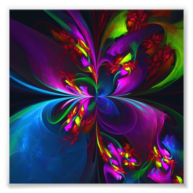 Modern Floral Abstract Art Red Blue Pattern #15 Photo Print (Front)