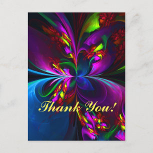 Modern Floral Abstract Art Red Blue Pattern #15 Postcard
