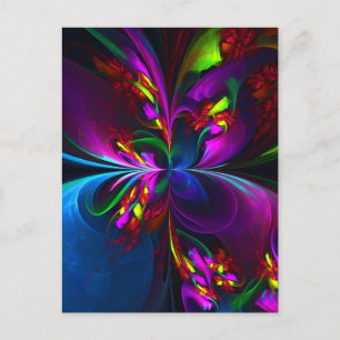 Modern Floral Abstract Art Red Blue Pattern #15 Postcard