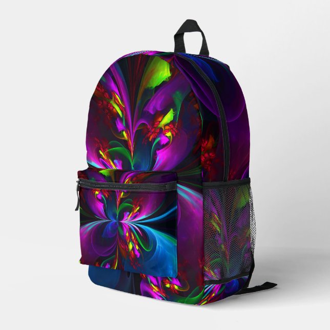 Modern Floral Abstract Art Red Blue Pattern #15 Printed Backpack (Back Corner Right)