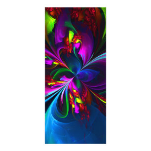 Modern Floral Abstract Art Red Blue Pattern #15 Rack Card