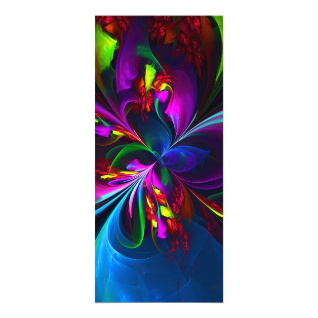 Modern Floral Abstract Art Red Blue Pattern #15 Rack Card (Front)