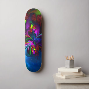 Modern Floral Abstract Art Red Blue Pattern #15 Skateboard