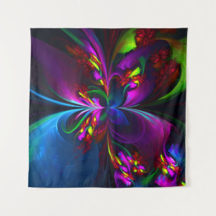 Modern Floral Abstract Art Red Blue Pattern #15 Tapestry