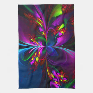 Modern Floral Abstract Art Red Blue Pattern #15 Tea Towel