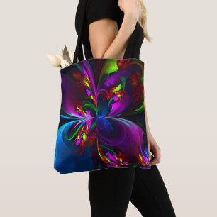 Modern Floral Abstract Art Red Blue Pattern #15 Tote Bag