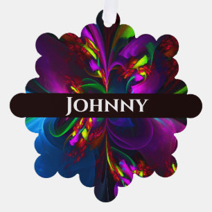 Modern Floral Abstract Art Red Blue Pattern #15 Tree Decoration Card