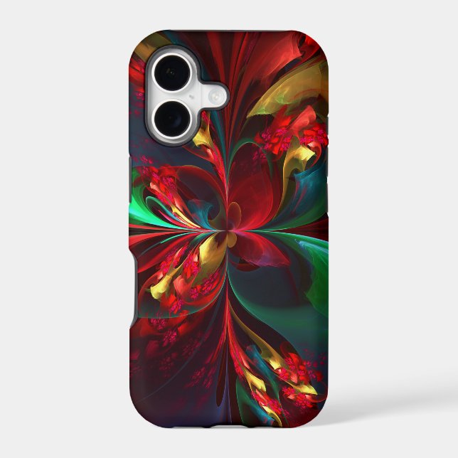 Modern Floral Abstract Art Red Green Pattern #11 (Back)
