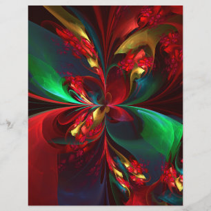 Modern Floral Abstract Art Red Green Pattern #11