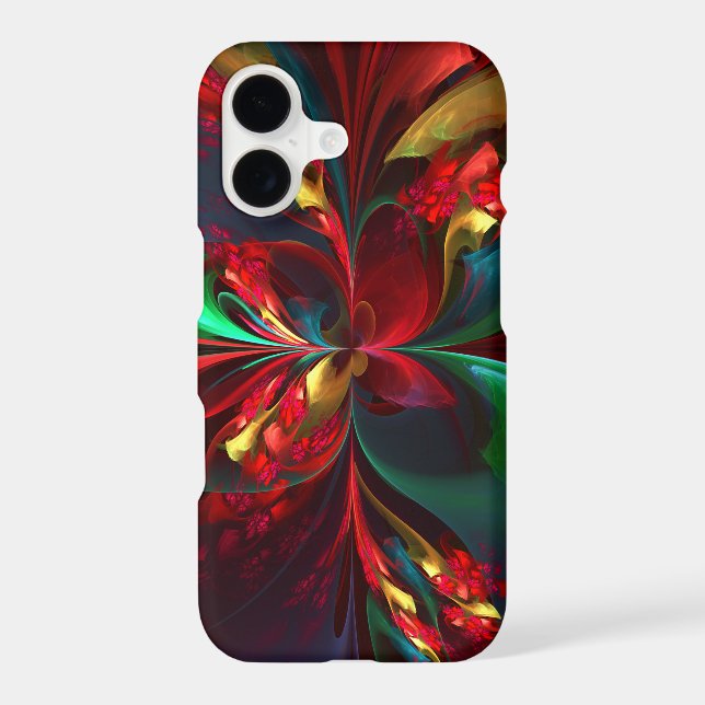 Modern Floral Abstract Art Red Green Pattern #11 (Back)