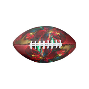 Modern Floral Abstract Art Red Green Pattern #11 American Football