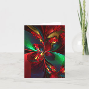 Modern Floral Abstract Art Red Green Pattern #11 Card
