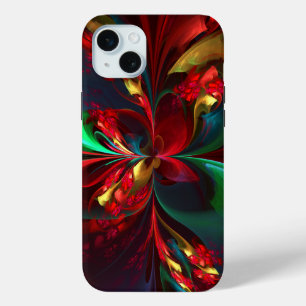Modern Floral Abstract Art Red Green Pattern #11 iPhone 15 Mini Case