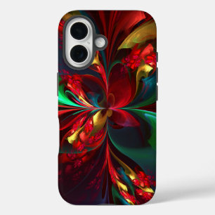 Modern Floral Abstract Art Red Green Pattern #11 iPhone 16 Case