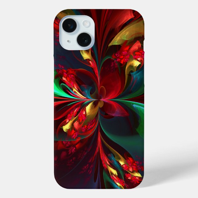 Modern Floral Abstract Art Red Green Pattern #11 Case-Mate iPhone Case (Back)