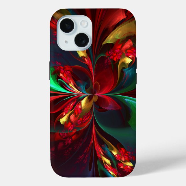 Modern Floral Abstract Art Red Green Pattern #11 Case-Mate iPhone Case (Back)