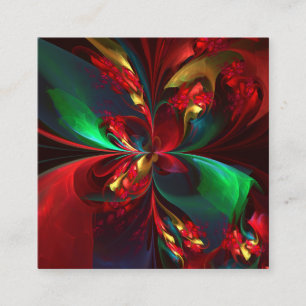 Modern Floral Abstract Art Red Green Pattern #11 Enclosure Card