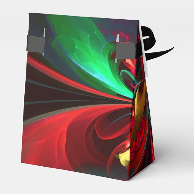 Modern Floral Abstract Art Red Green Pattern #11 Favour Box (Back Side)