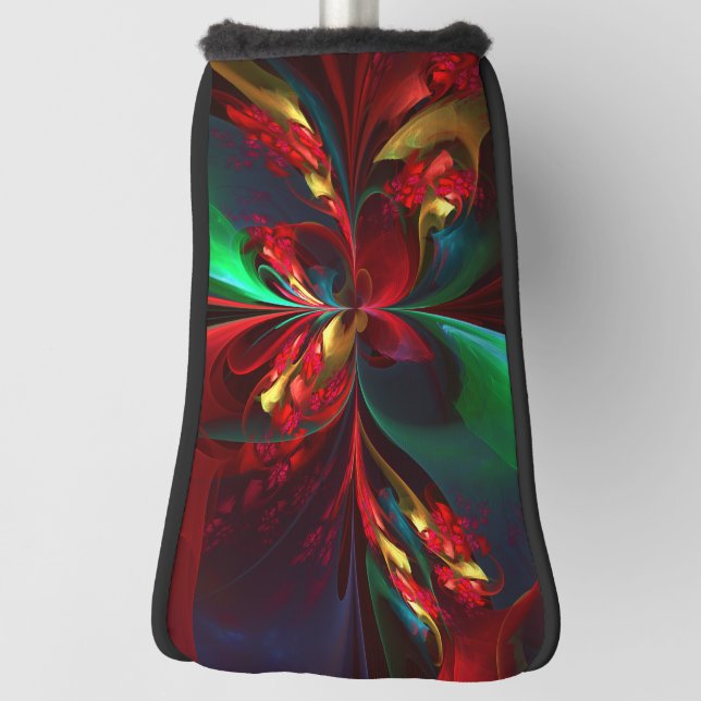Modern Floral Abstract Art Red Green Pattern #11 Golf Head Cover (Rotate 90)