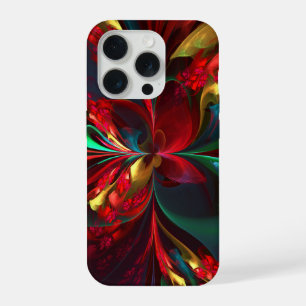 Modern Floral Abstract Art Red Green Pattern #11 iPhone 15 Pro Case