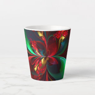 Modern Floral Abstract Art Red Green Pattern #11 Latte Mug